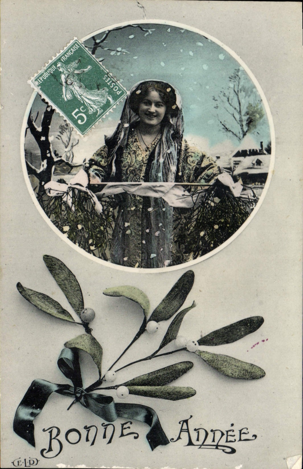 CPA Bonne Annee Femme