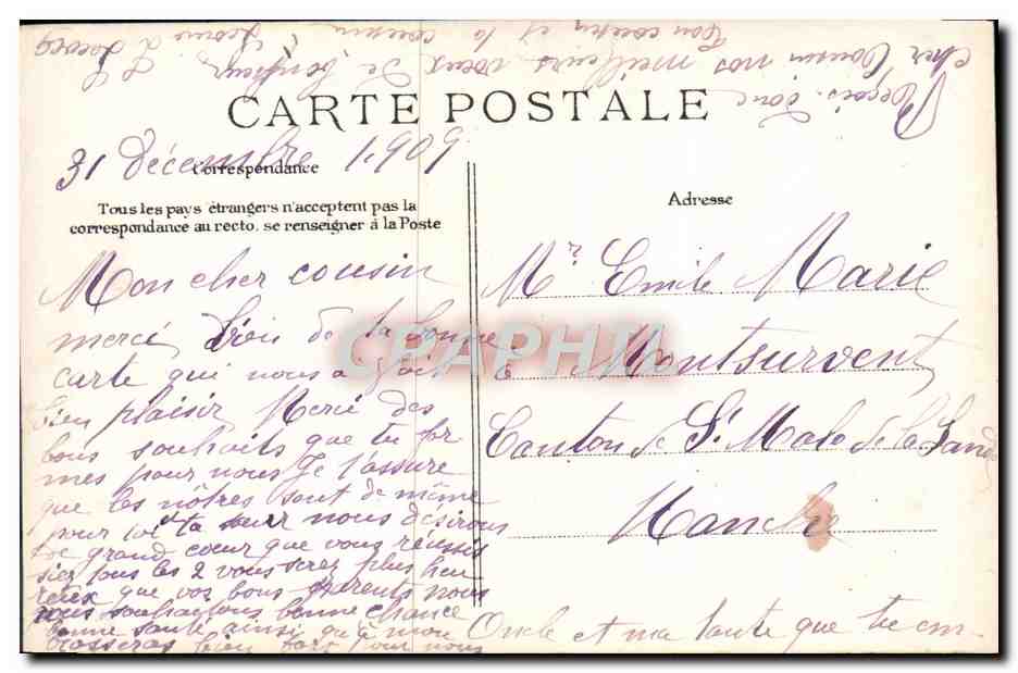 CPA Bonne Annee Femme — Rückseite