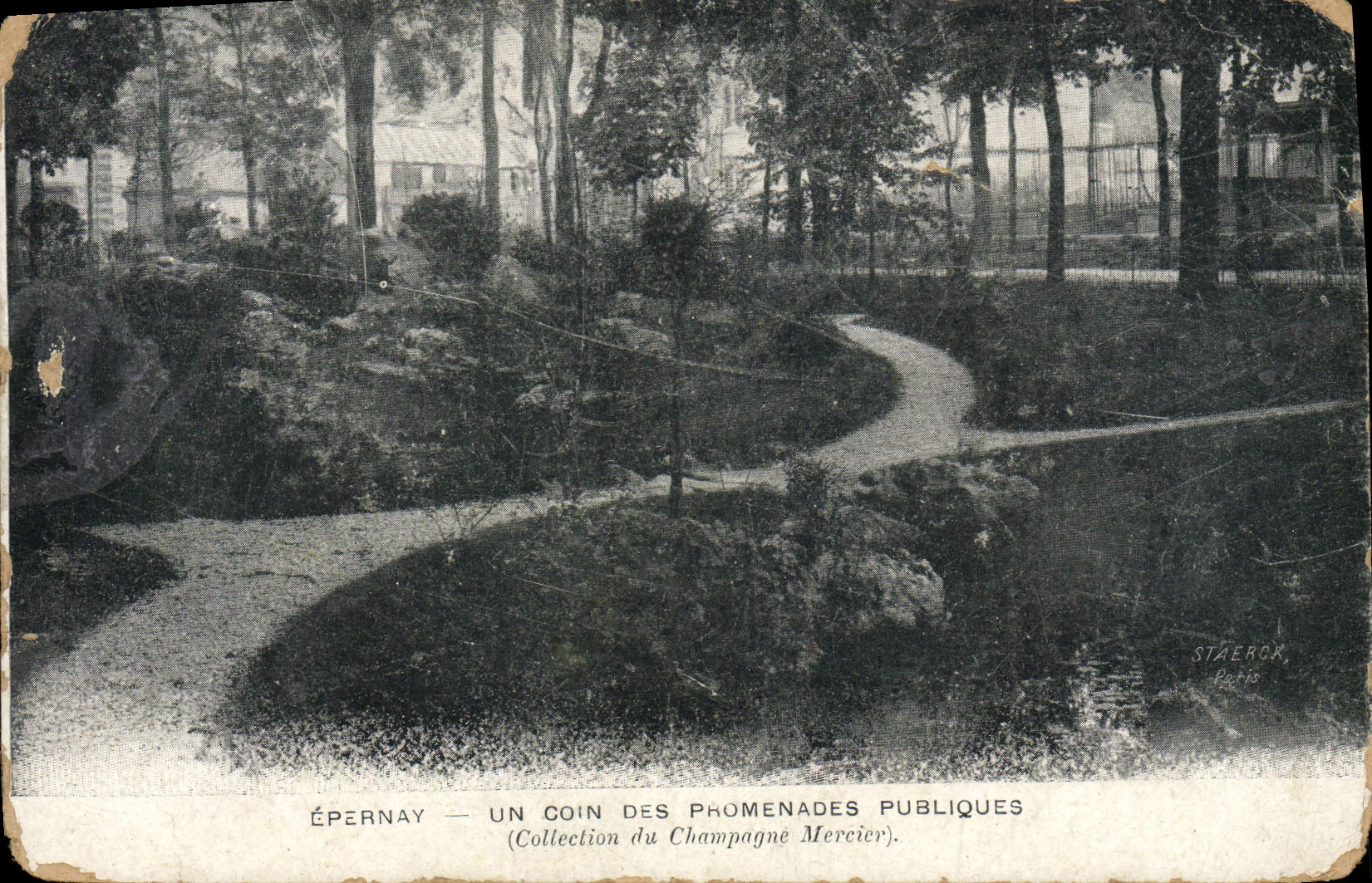 ÉPERNAY — UN COIN DES PROMENADES PUBLIQUES — Collection du Champagne Mercier — Éditeur STAERCK, Paris
