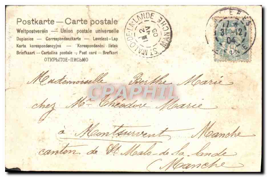 CPA Fantaisie Fleurs Horloge — Rückseite