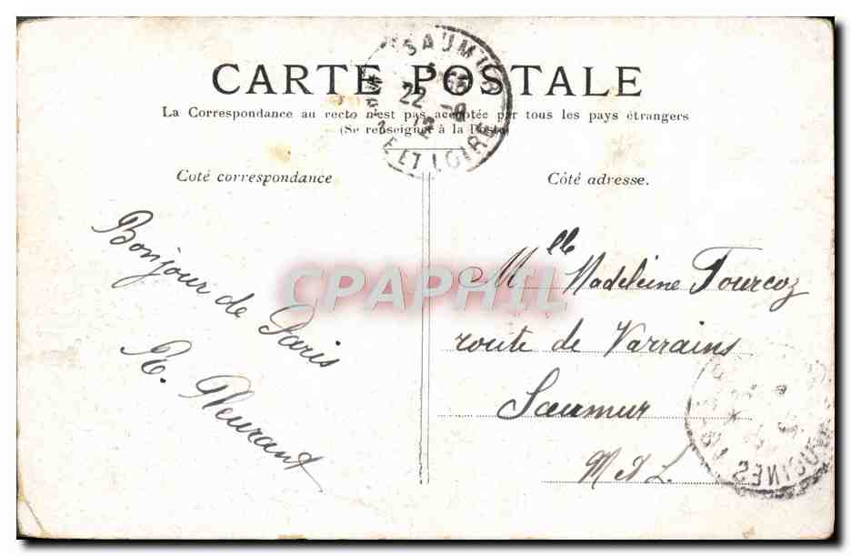 CPA Paris Arc de Triomphe aux Tuileries — Rückseite