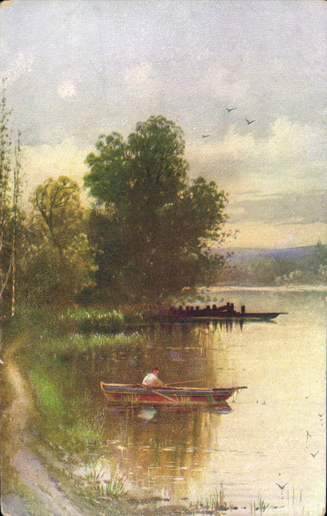 CPA Fantaisie Barque peche Pecheur