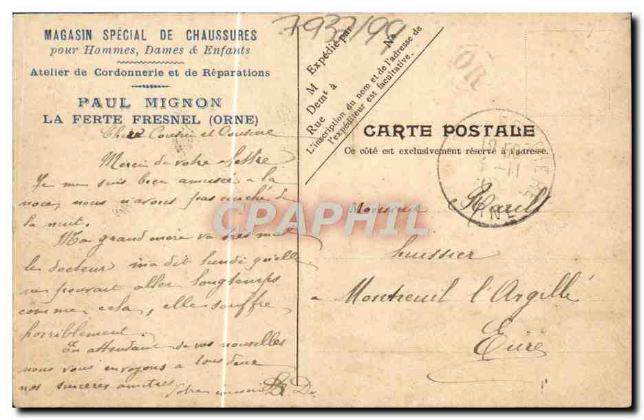 CPA Fantaisie Millet Glaneuses Publicite Paul Mignon La Ferte Fresnel Orne Coordonnerie — Rückseite