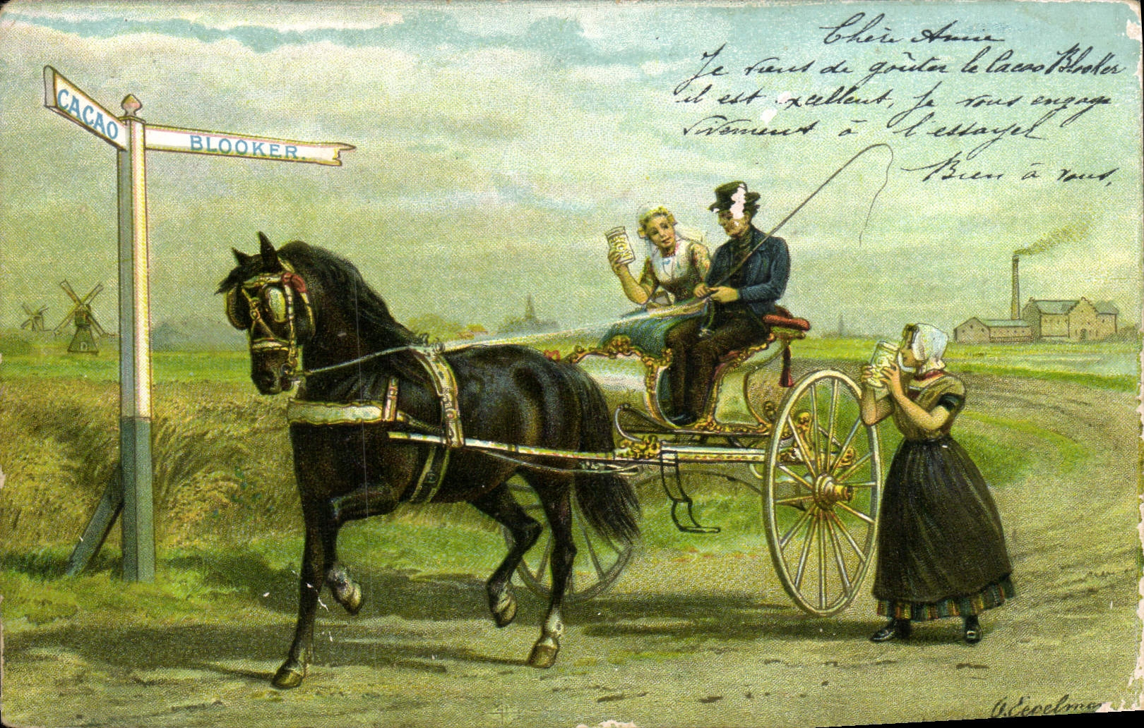 CPA Fantaisie Attelgae Cheval
