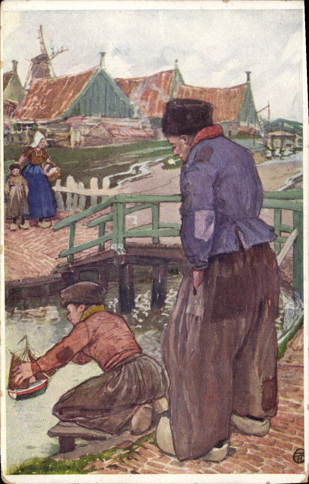 CPA Fantaisie Hollande Moulin Enfant Publicite Belle Jardiniere Rue du Pont Neuf Paris 