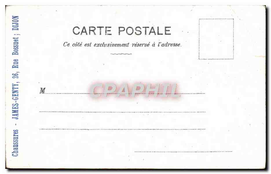CPA Fantaisie Femme Publicite Chaussures James Genty Rue Bossuet Dijon  — Rückseite