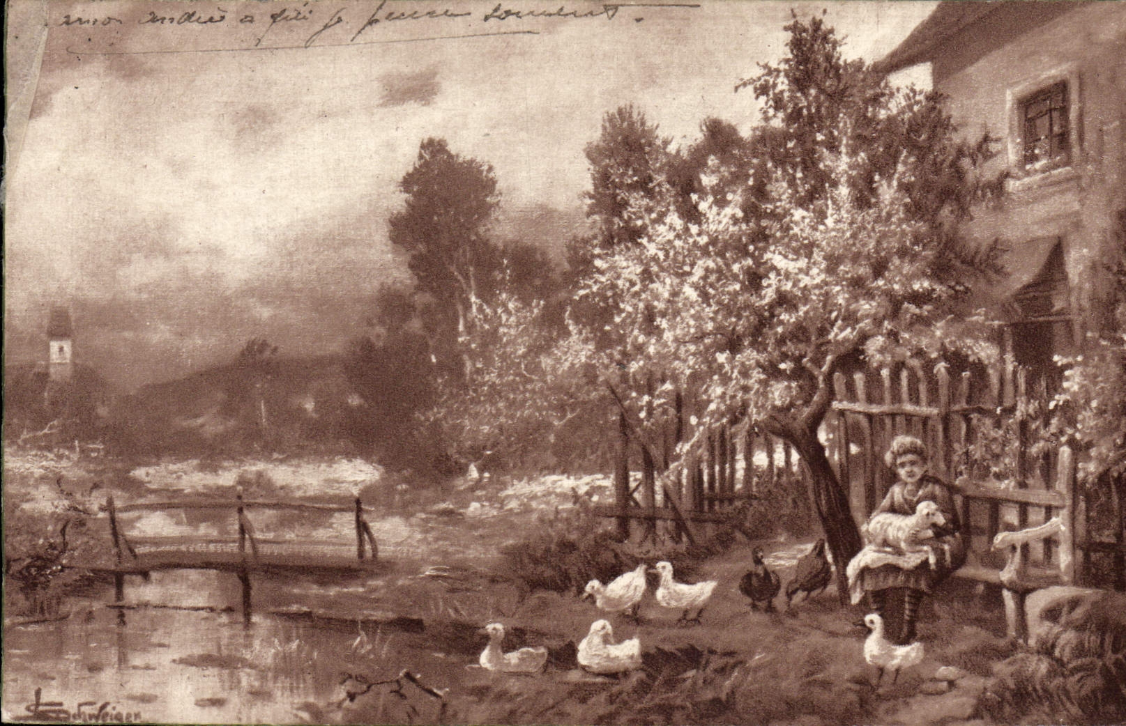 CPA Fantaisie Femme a la ferme