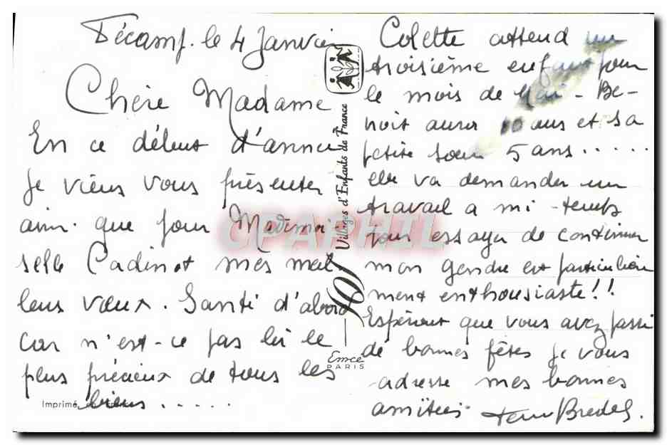 CPA Fantaisie Bonne annee — Verso