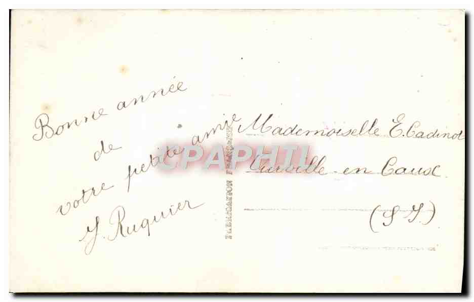 Fille en robe violette et bonnet vert — Bonne Année — DÉDÉ 209 — Verso