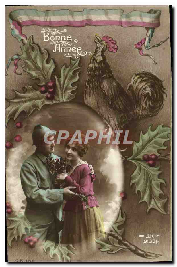 Soldat und junge Frau — Frohes Neues Jahr 1913 — J.K. n° 9133/3