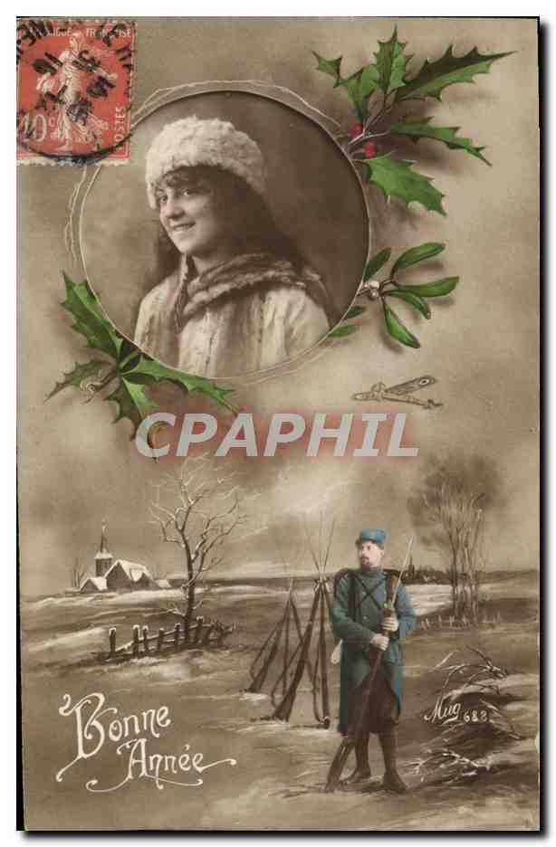 Femme en hiver — Soldat en paysage hivernal — éditeur Mug, n° 688
