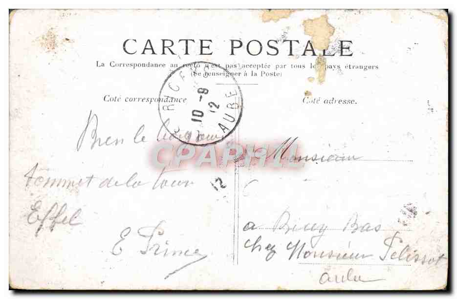 CPA Paris La Conciergerie — Rückseite