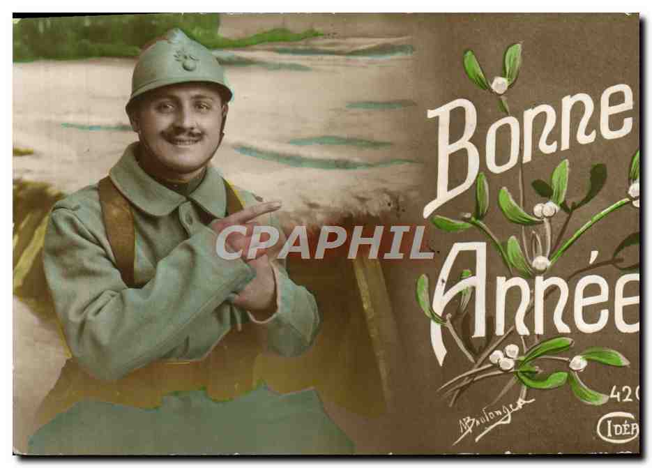 CPA Fantaisie Soldat Poilu Bonne Annee Militaria 
