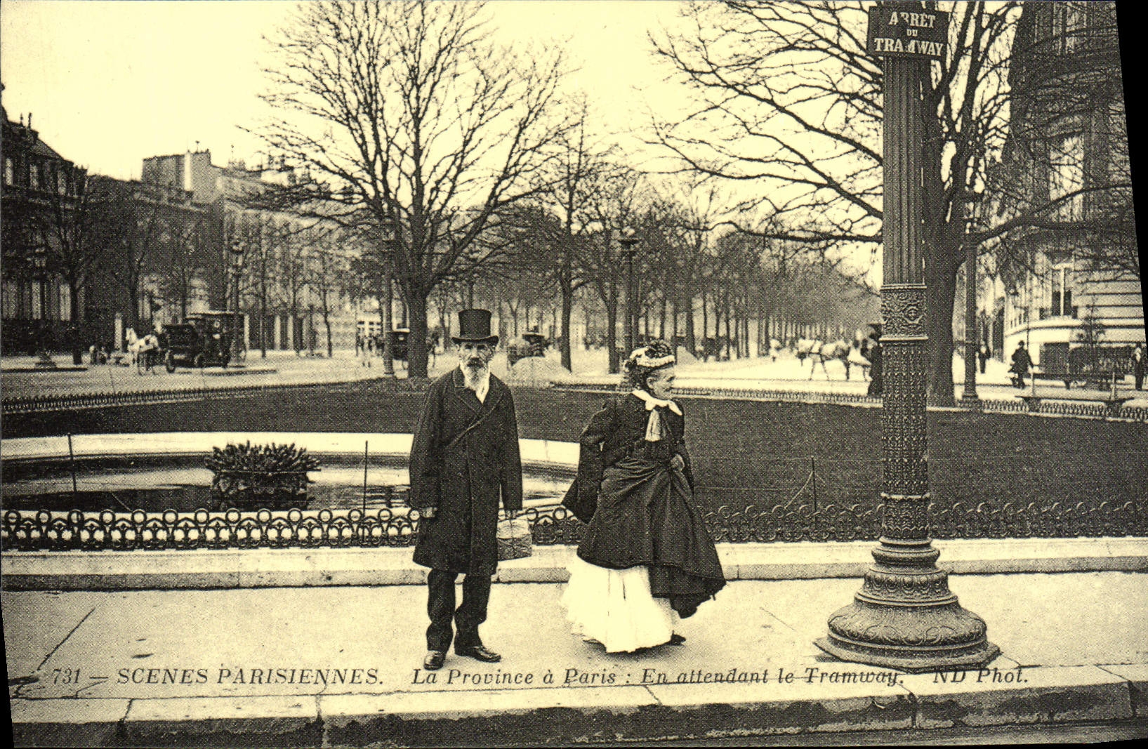 REPRO Scenes Parisiennes La Province A Paris En attendant Le Tramway