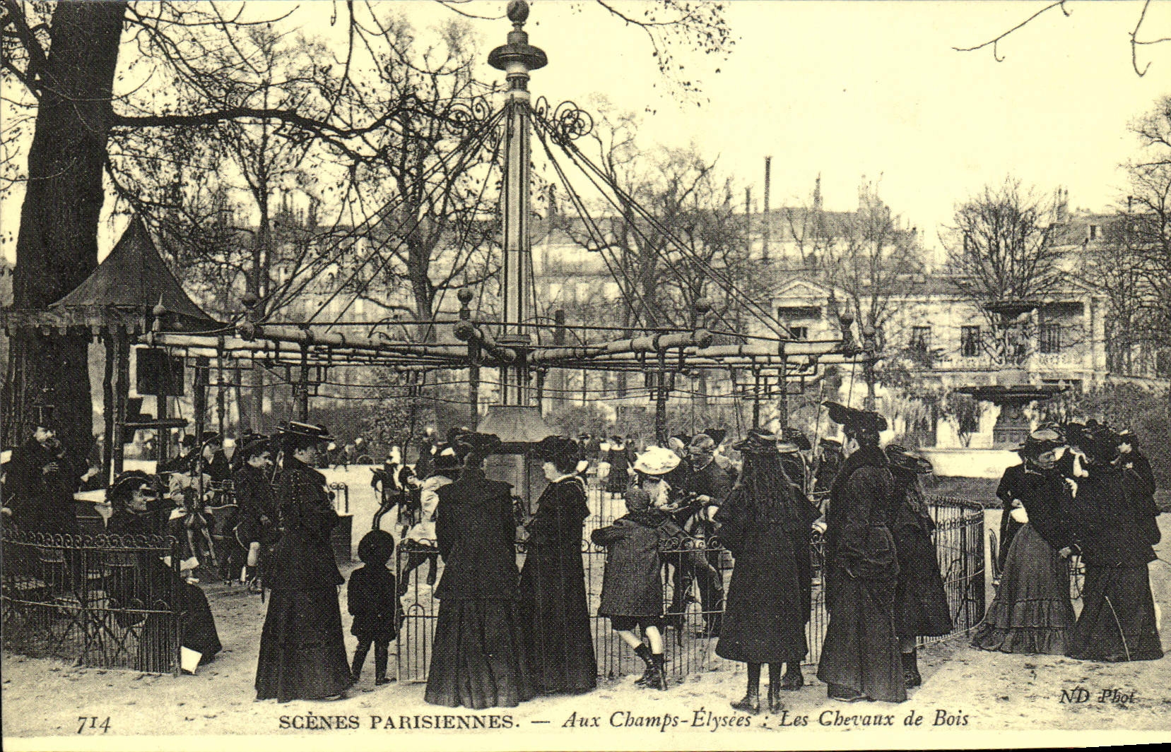 REPRO Scenes Parisiennes Aux Champs Elysees Les Chevaux De Bois