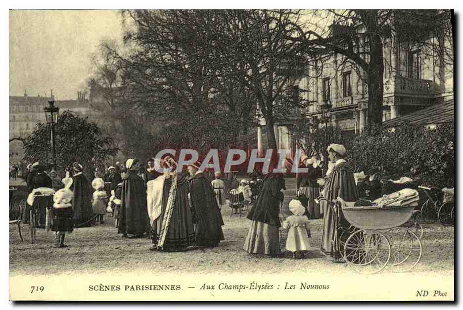 REPRO Scenes Parisiennes Aux Champs Elysees Les Nounous