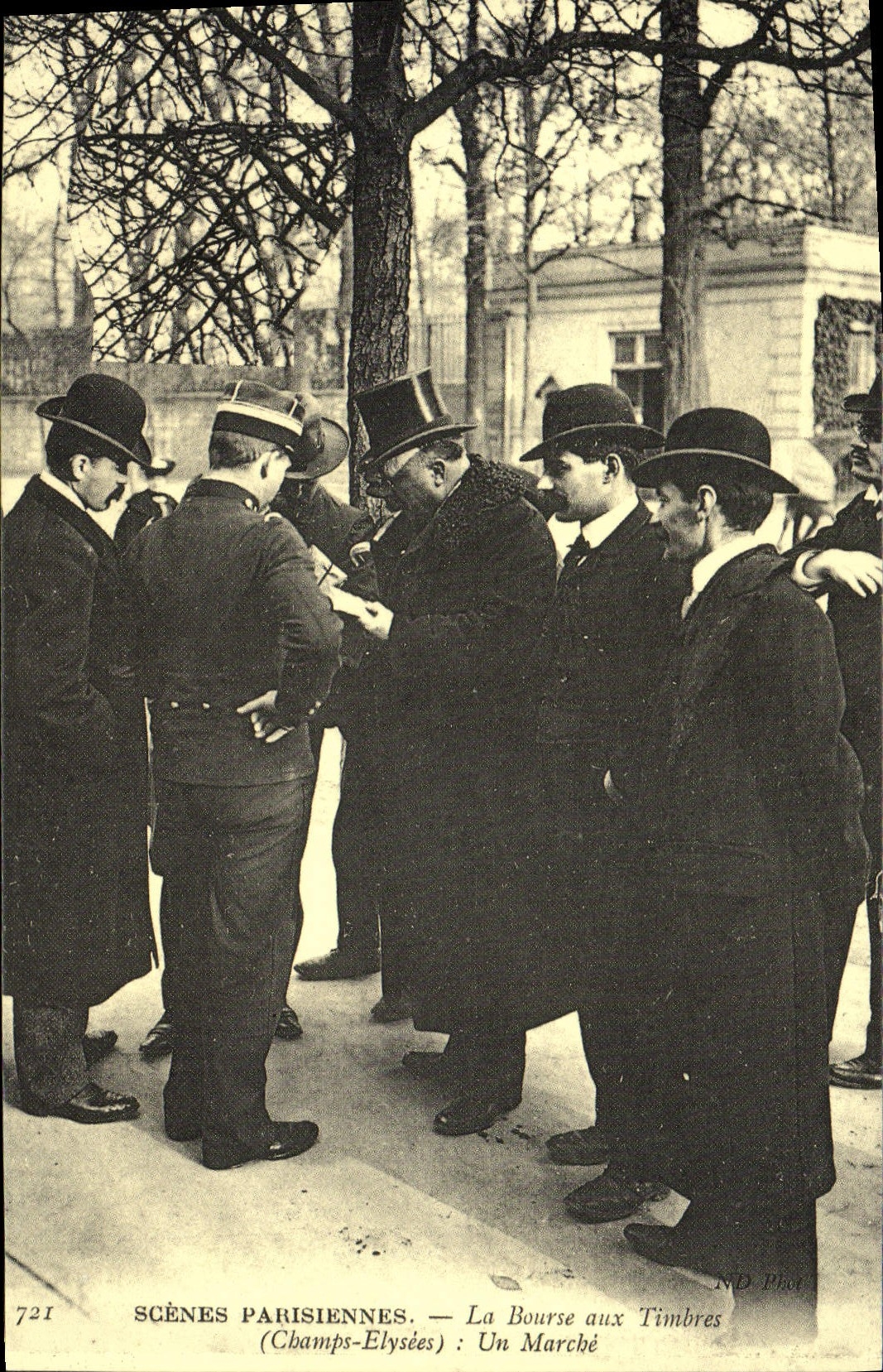 REPRO Scenes Parisiennes La Bourse Aux Timbres Champs Elysees Un marche 
