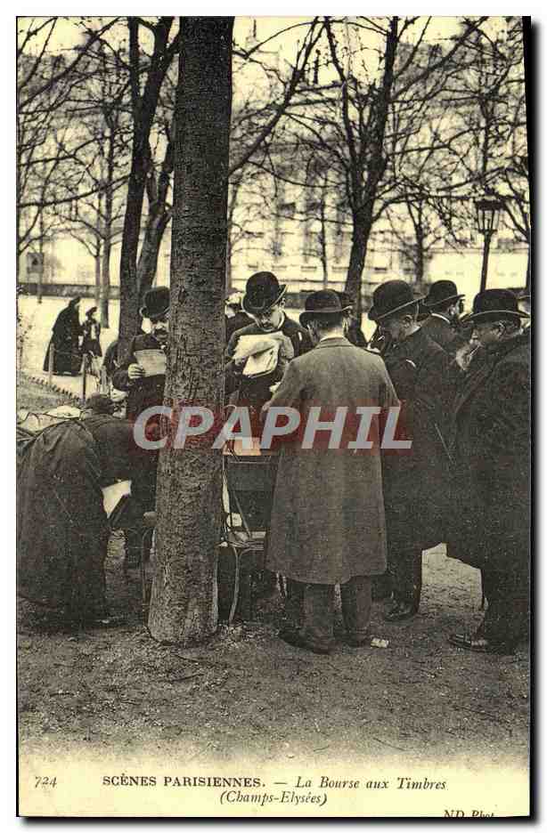 REPRO Scenes Parisiennes La Bourse Aux Timbres Champs Elysees