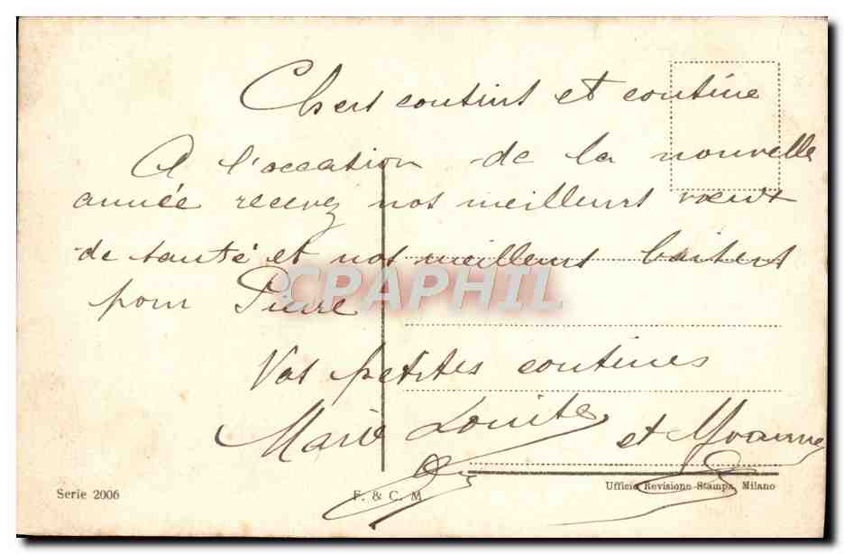 CPA Fantaisie Femme Enfants Bonne Annee — Rückseite
