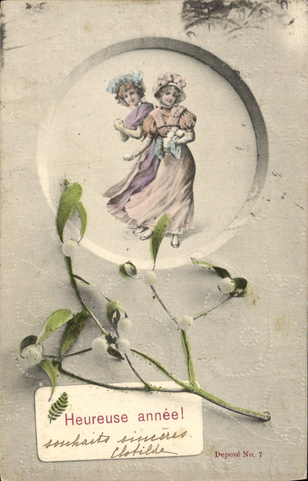 Deux enfants dans un cadre circulaire — Déposé No. 7 — Clotilde