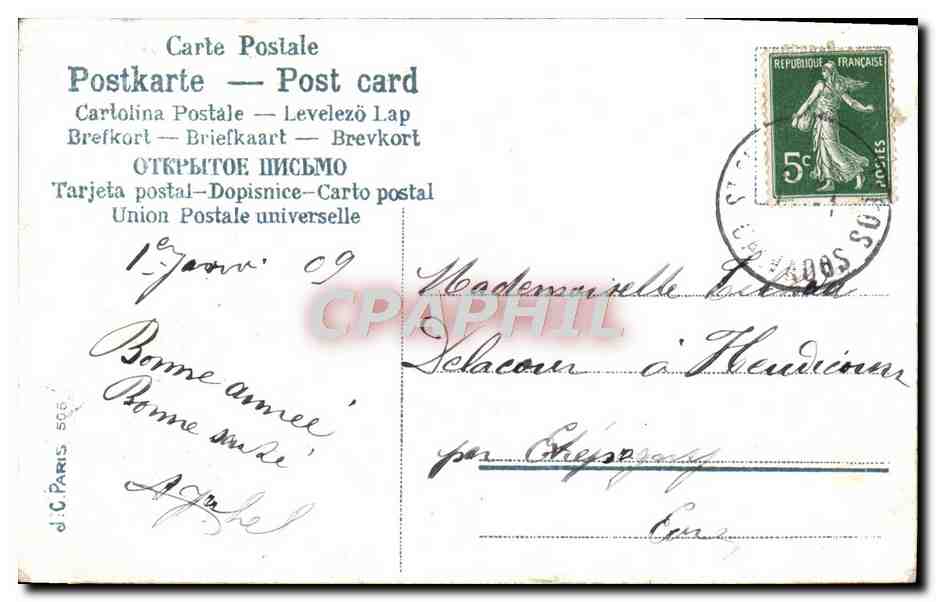 CPA Fantaisie Fleurs Bonne Annee Papillons — Rückseite