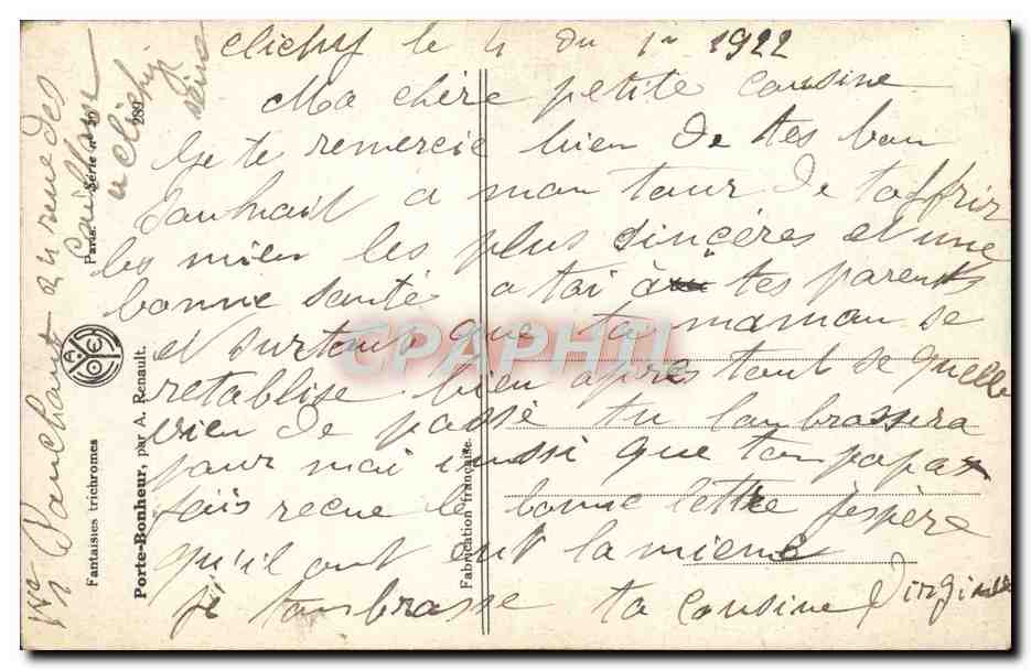 CPA Fantaisie Fleurs Fer a cheval Gui Bonne Annee — Rückseite