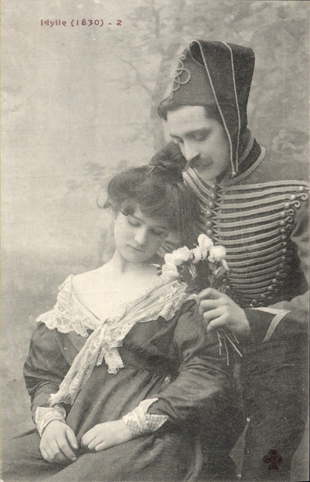 Idylle (1830) - 2 — scène de couple en costume — éditeur Idylle