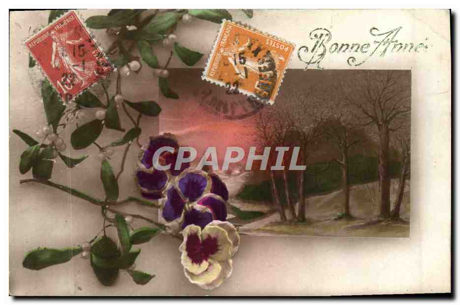 CPA Fantasie Bonne Annee Fleurs