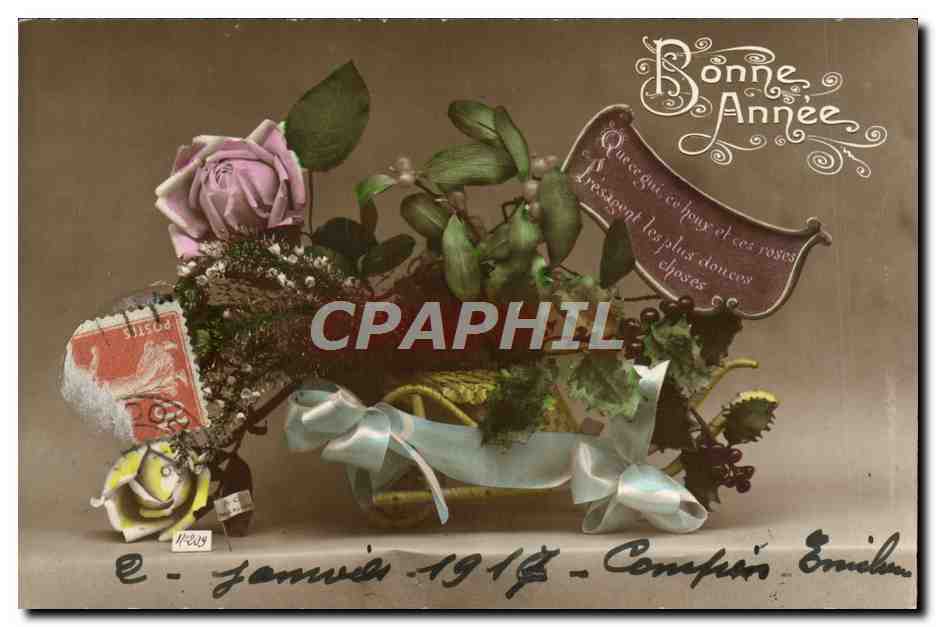 CPA Fantasie Fleurs Bonne Annee