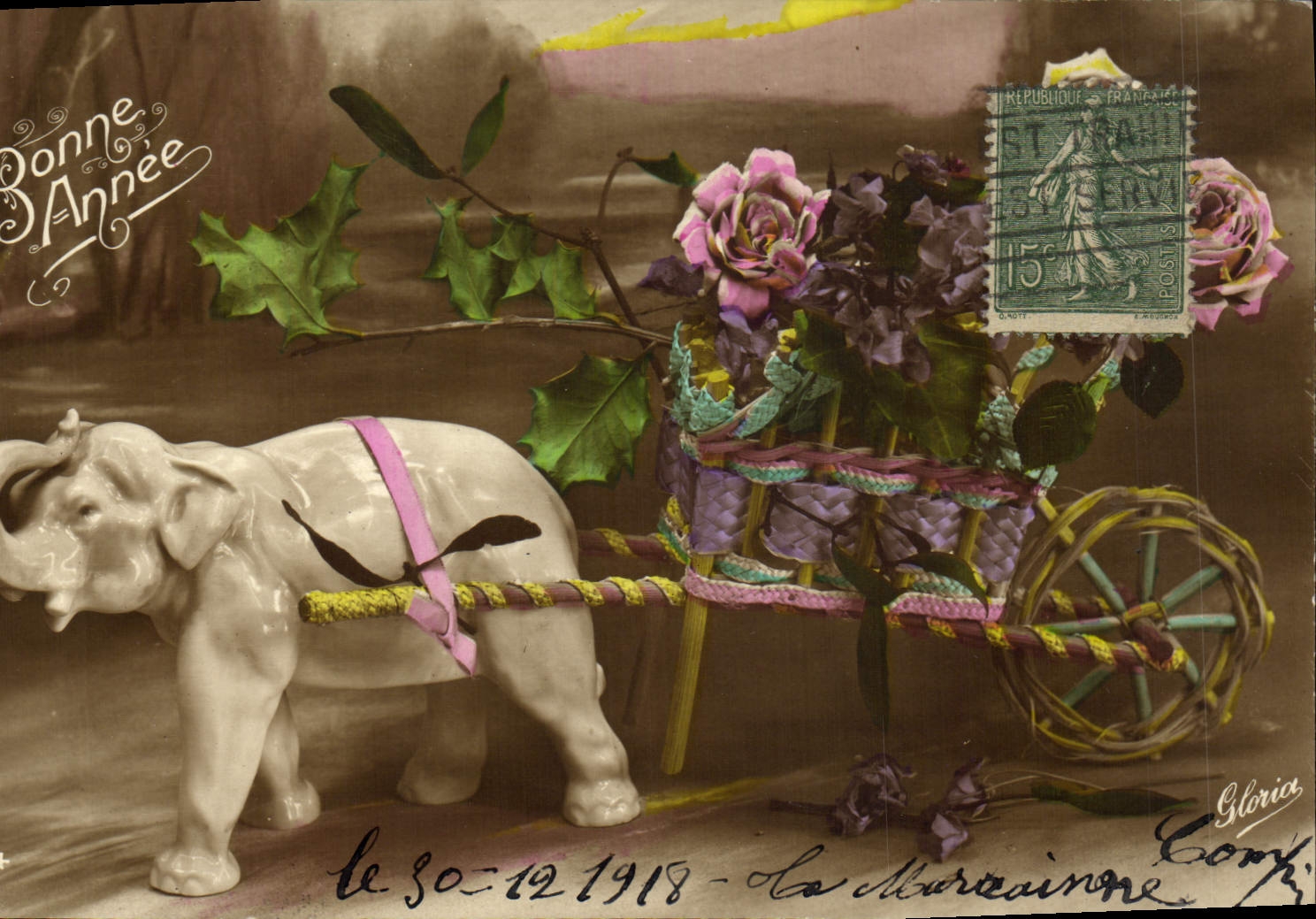 CPA Fantasie Elephant Bonne Annee