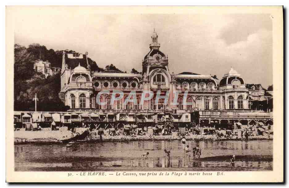 CPA Le Havre Le Cassno vue prise de la plage a maree basse