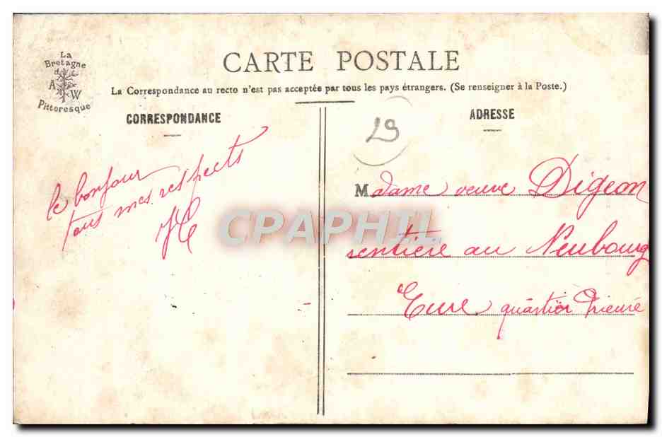 De Pictuurlijke Bretagne - 1012. - Fouenenantaise — Uitgever A. Varon, St-Brieuc — Achterkant