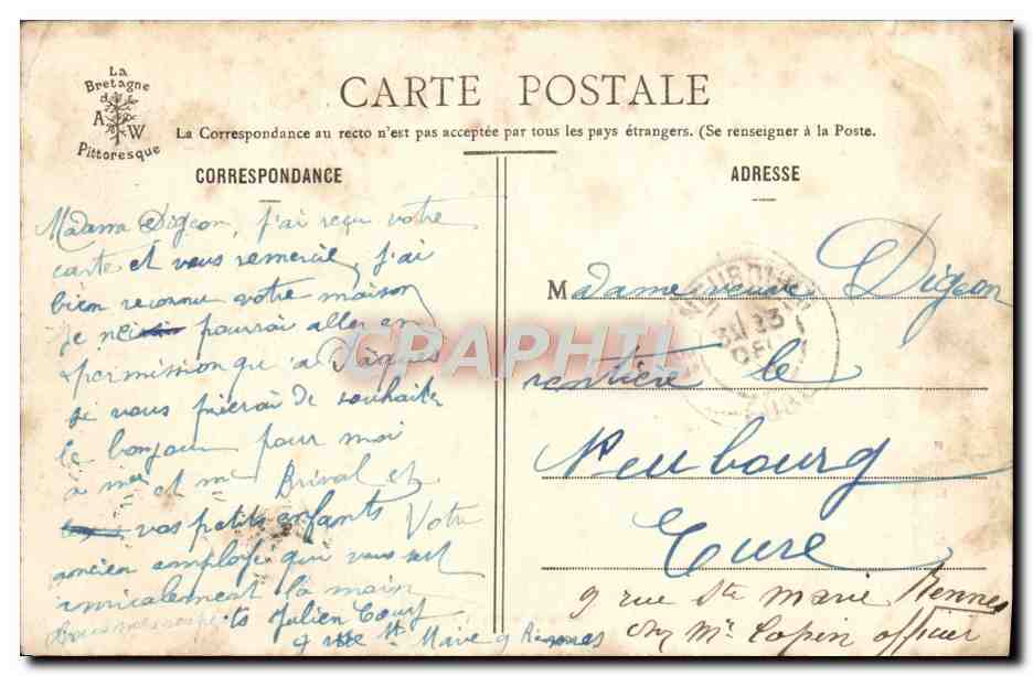 Petit Breton de Fouesnant — Collection A. Waron, St-Brieuc — n°1035 — Rückseite