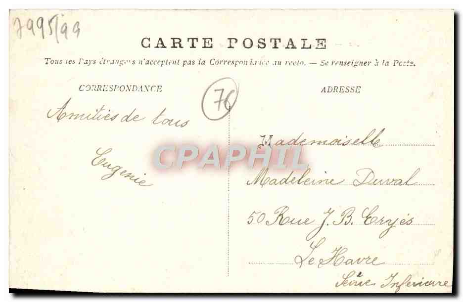 CPA La Jetee un jour de tempete Phare Seine Maritime — Rückseite