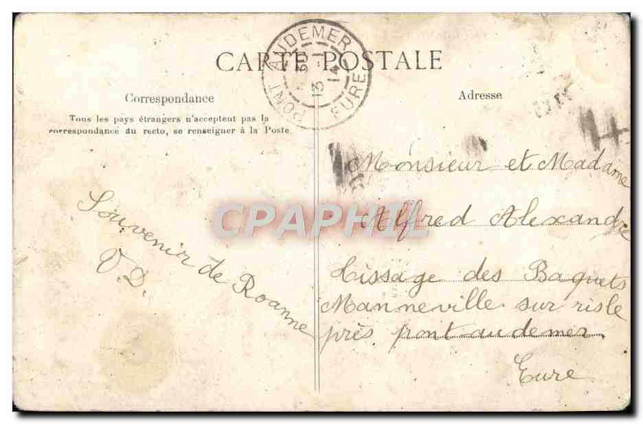 CPA Roanne Le Pont sur la Loire — Rückseite