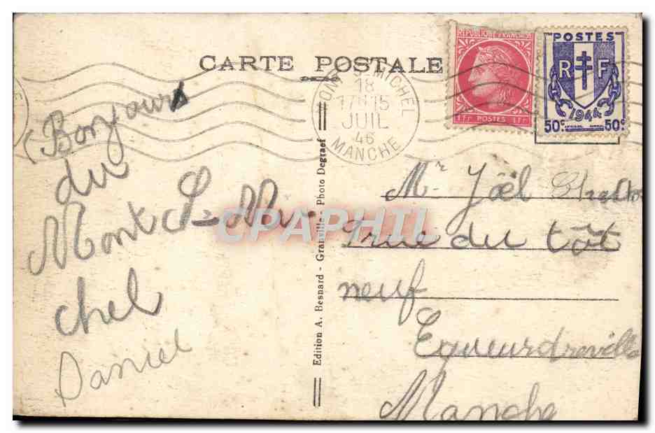Le Mont-Saint-Michel — Côté Est vu de la Grève — Édition A. Bernard — Verso
