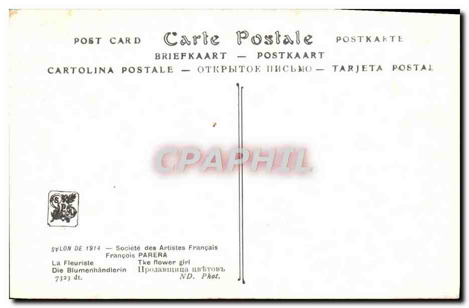 CPA Francois Parera la fleuriste Salon de 1914 — Verso