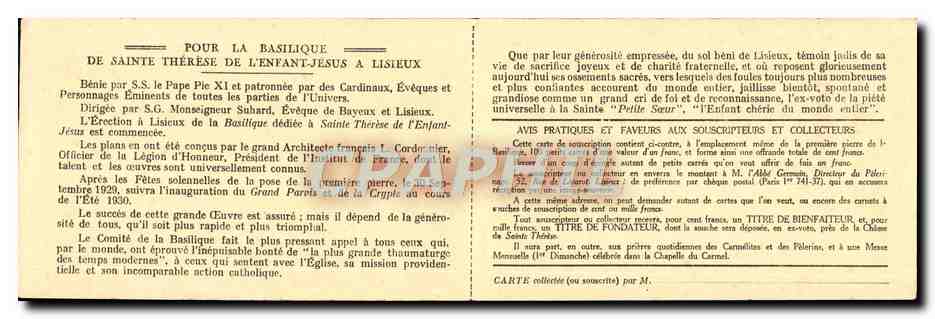 Basilika von Saint Thérèse des Kindes Jesu in Lisieux — L'Éléiographie d'Art, 107 rue des Morillons, Paris — Rückseite