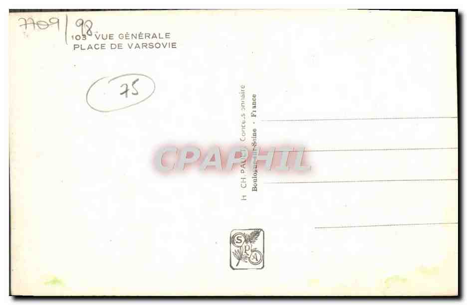 CPA Exposition Internationale Paris 1937 Vue generale place de Varsovie Train Drapeau nazi Pologne Polska — Verso