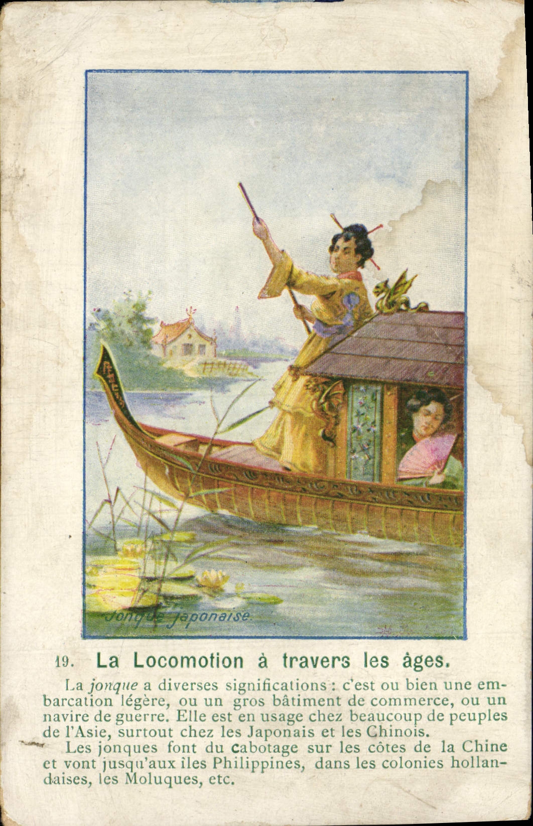 CPA La Locomotion a Travers Les Ages Bateau Japon Nippon Chine China
