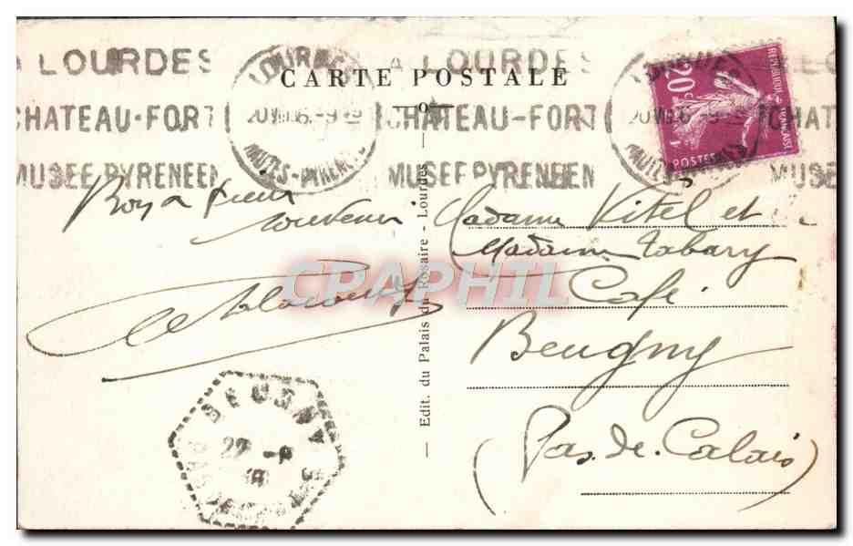 CPA Lourdes Vue Sur Les Sanctuaires — Verso
