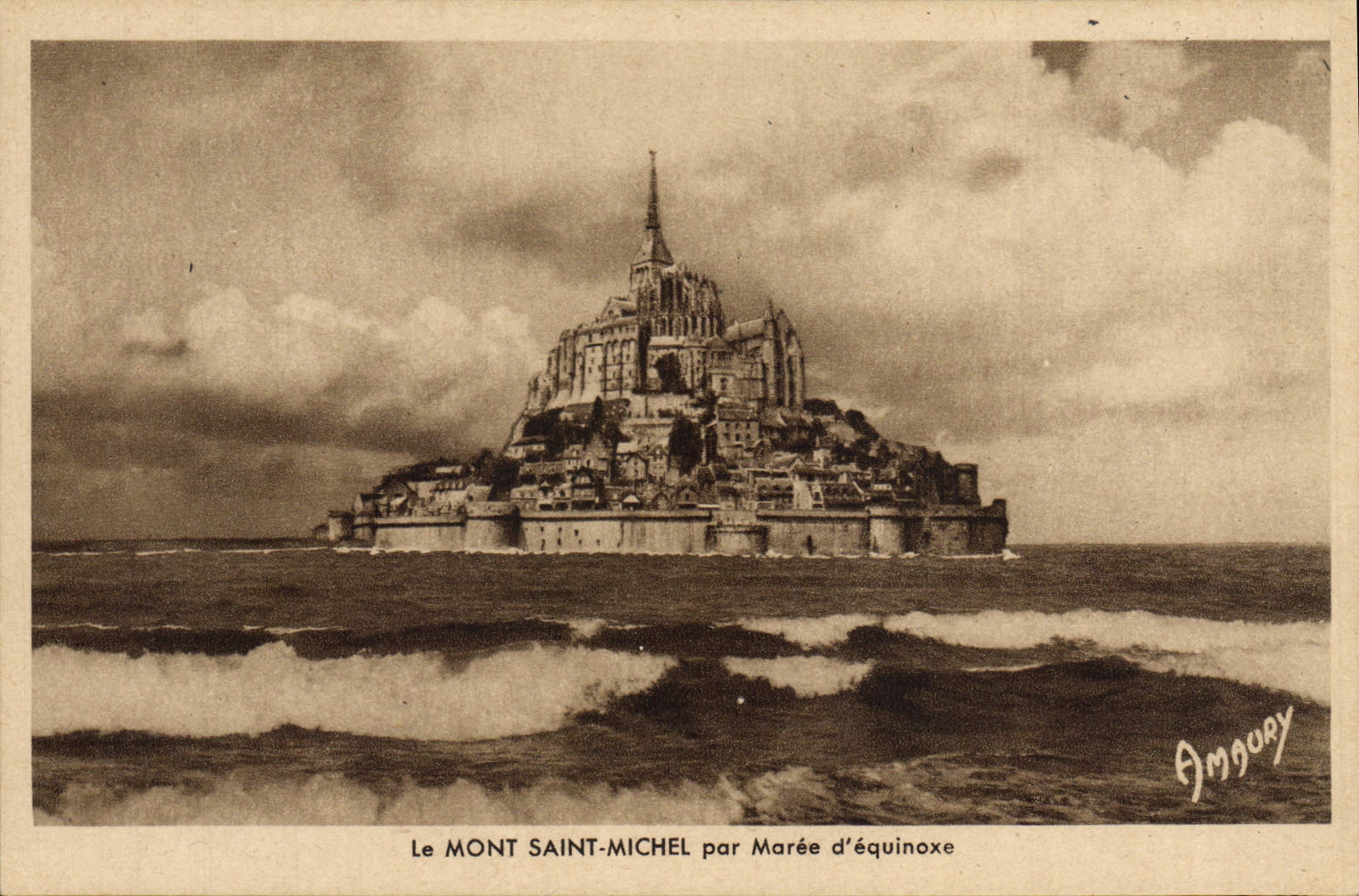 CPA Le Mont Saint Michel Par Maree d'equinoxe