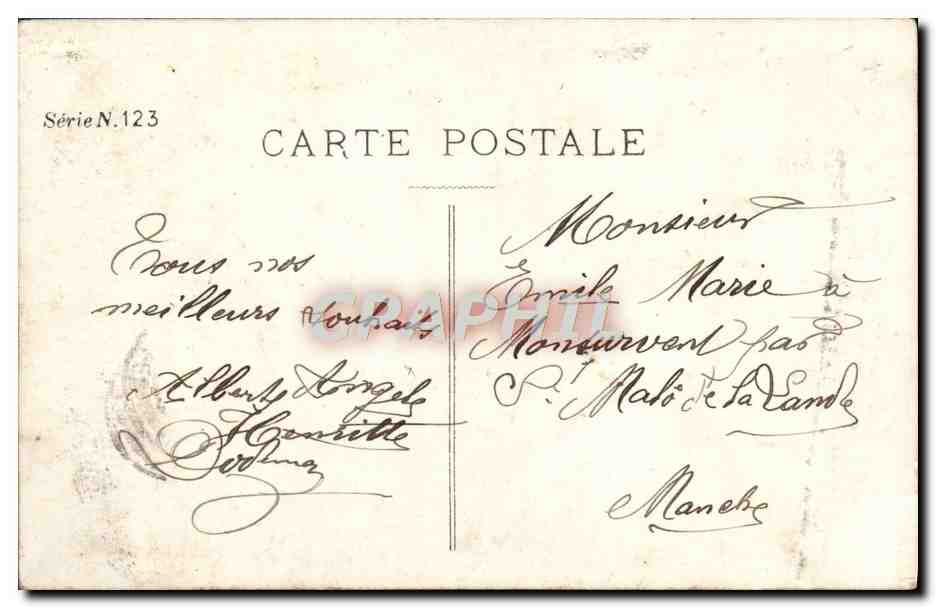 Jeune femme avec bouquet de roses — Bonne Année — République Française, série N.123 — Verso