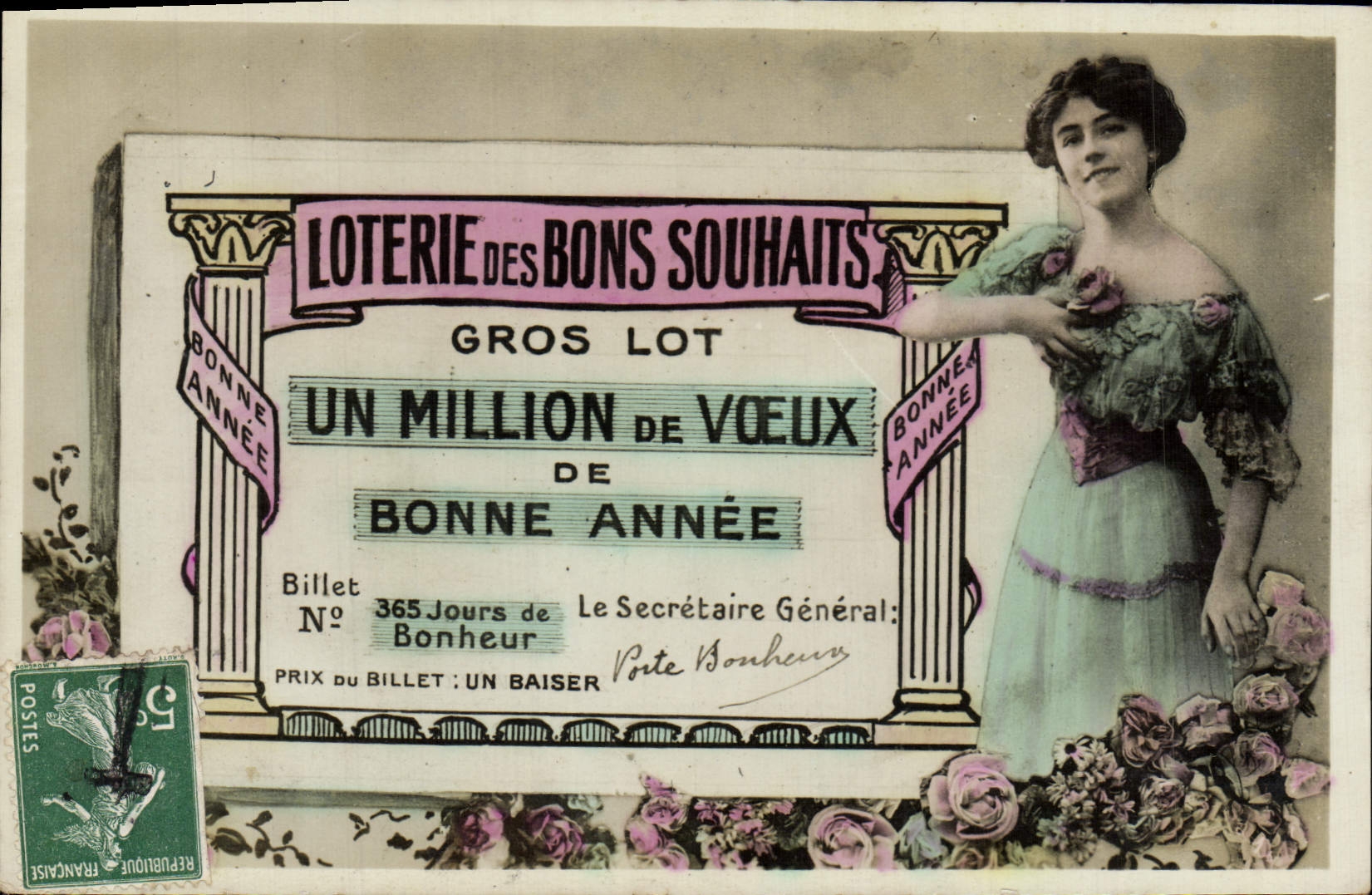 Loterie des Bons Souhaits — Gros Lot Un Million de Vœux — Billet N°365 Jours de Bonheur — éditeur non visible