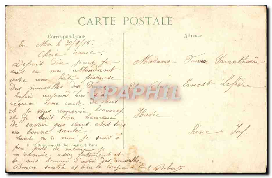 CPA Cavalier belge cite plusieurs fois a l'ordre de jour Militaria  — Rückseite