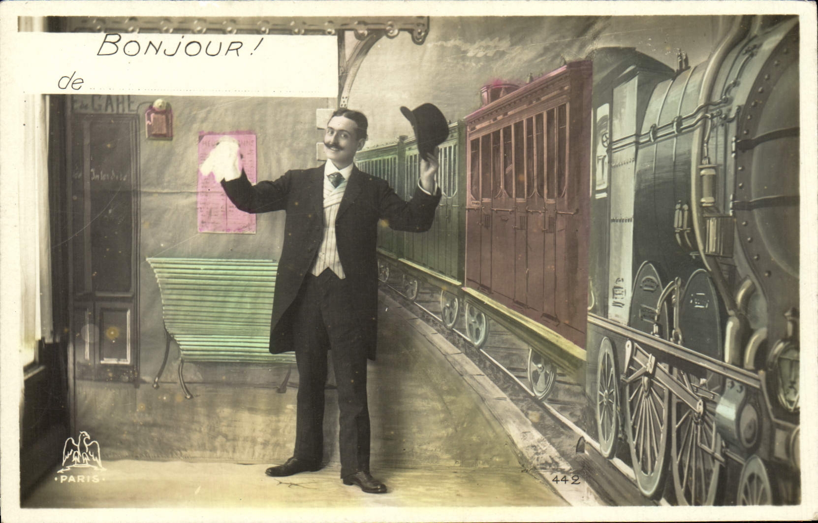 CPA Bonjour homme Train 
