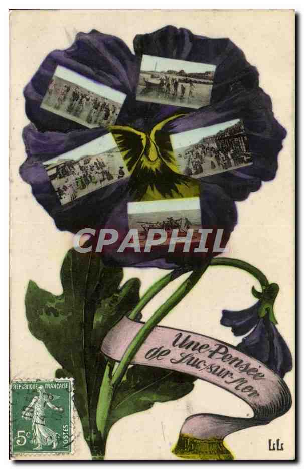 CPA Fantaisie Fleurs Pensee de Luc sur Mer