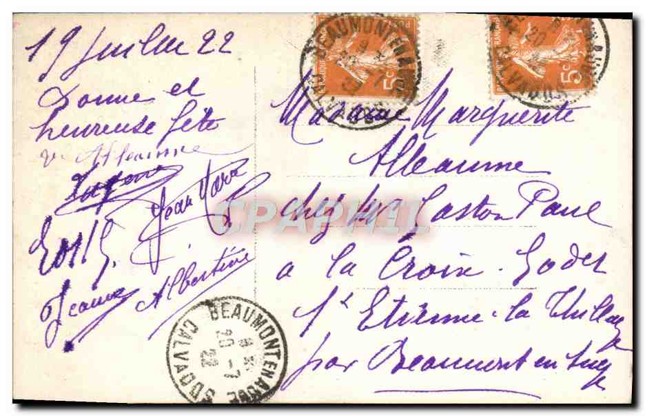 CPA Fantaisie Fleurs Bonne Fete — Verso