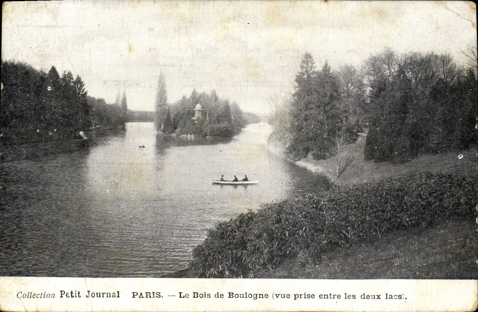 Antike Ansichtskarte Paris Der Bois de Boulogne Ansicht zwischen zwei Seen