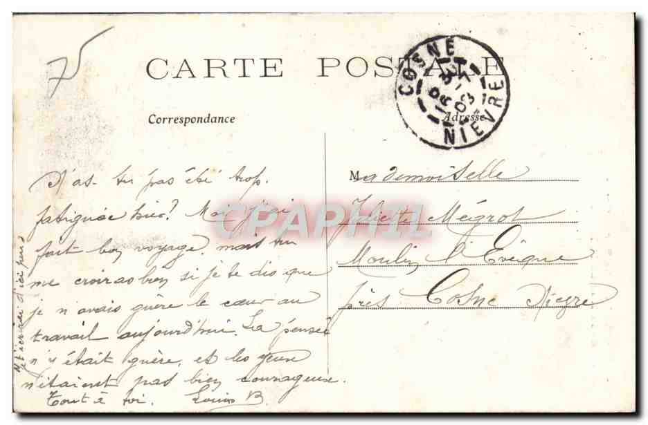 Paris — Le Sacré-Cœur vu de la Rue de la Barre — C.M. n°743 — Verso